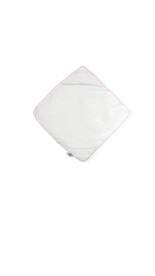 WHITE/PINK BABY HOODED TOWEL