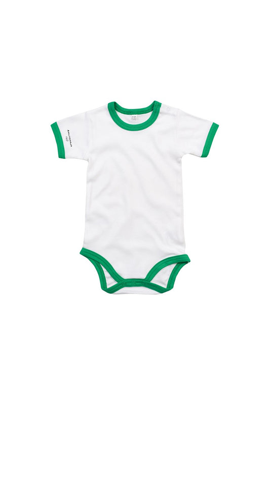 WHITE/GREEN BABY RINGER BODYSUIT